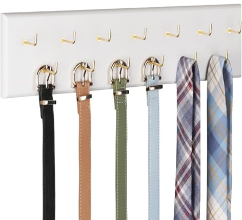 Creproly Gürtelaufhänger, Wandhalterung, Gürtel-Organizer für Schrank, hält über 28 Gürtel, aus Holz, Wandmontage, Gürtelständer, Aufbewahrung, Krawatte und Schalaufhänger für Schrank, Wand, Tür
