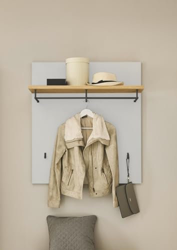 möbelando Garderobenpaneel >Melisande< in Weiß matt - 85x95x27cm (BxHxT)