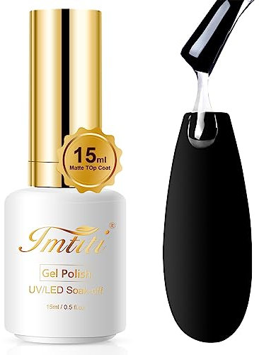 Imtiti 15 ml No Wipe Matte Top Coat Gel Nail Polish, Transparenter Gel-Nagellack, matt, langanhaltend, für DIY Nail Art zu Hause oder im Nagelstudio