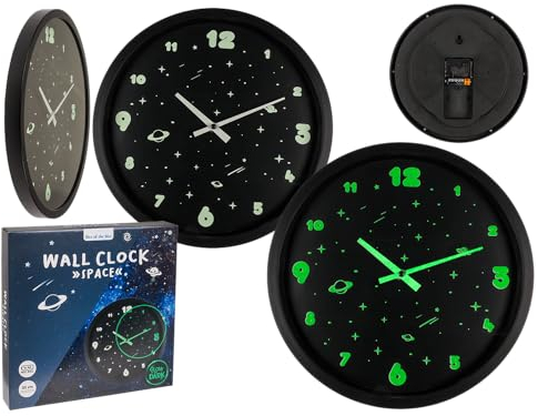 Out of the blue Wanduhr, Space, leuchtet im Dunkeln, 29 x 29 x 4 cm, für 1 Mignon Batterien (AA), im Geschenkkarton