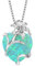 YL Collier Cœur Argent 925 taillé Opale Vert Fleur de lys Pendentif pour Femme maman