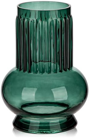 Glasvasen Blumen Modern, 18 cm Hohe Tischvasen Glas, Blau Deko Vase für Blumen, Dekorative Vase Blumenvase, Zylinder Glasvase Unregelmäßig für Tischdekoration Büro Küche Hochzeitsgeschenk