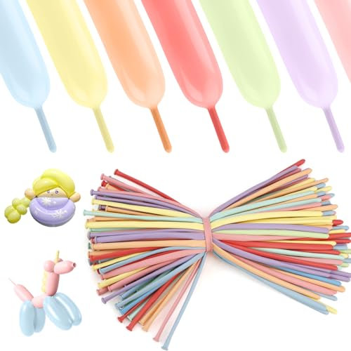 Modellierballons,Luftballons Bunt,Modellier Luftballons,Ballon Tiere,Luftballons Pastellfarben,Regenbogen Luftballons,Geburtstagsballon,Luftballons 100 Stück,Party Ballons,Long Latex Ballons