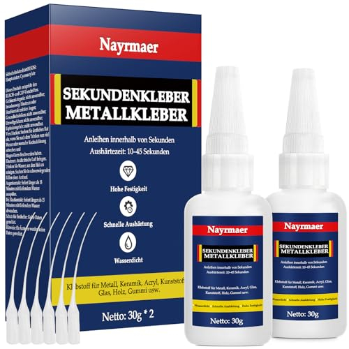 60g Metallkleber, Sekundenkleber Extra Stark für Metall, Metallkleber Hitzebeständig Zum Verkleben Von Metallen Aller Art (Metal Glue) (JSJS2PDE)