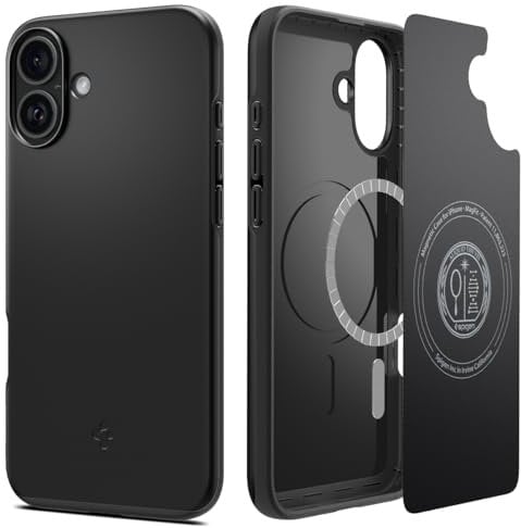 Spigen Thin Fit MagFit Case for iPhone 16, Compatible with MagSafe Accessories - Black
