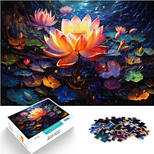 1000-teiliges Puzzle, Bunter Lotus, für Erwachsene und Kinder ab 12 Jahren, Holzpuzzle, Tolle Geschenke und Spielzeuge, Größe: 50 x 75 cm