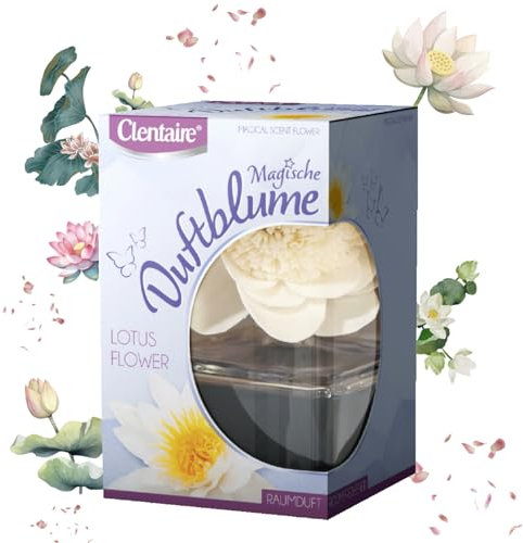 CLENTAIRE Raumerfrischer 15 x 75ml Lotus Flower - sinnlicher Raumduft, Lufterfrischer, Diffuser - handgefertigte Papierblume auf Maniok, Raumdekoration