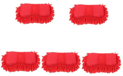 OUNONA 5 Pièces éponge de Lavage de Voiture éponge absorbante éponge de Nettoyage de Surface Grandes éponges pour Laver Les Voitures éponge de Nettoyage de Voiture Polyester Rouge
