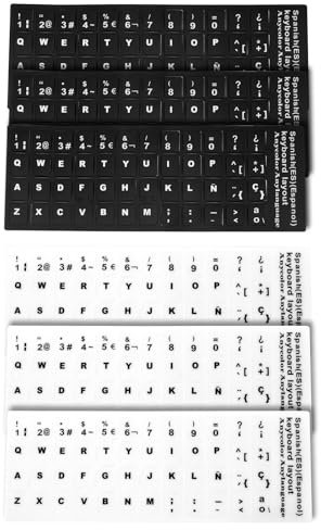 SG Store 6Pcs Spanish Keyboard Stickers, Matte Alphabet, 18x6.5cm (Black, White) for Laptops & Desktop Computers
