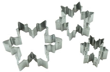 BekkiB - 3er-Set Ausstecher Schneeflocken - Spülmaschinengeeignete Ausstechformen aus Edelstahl - Zum Backen von Keksen, Terrassenplätzchen & Linzer Augen - 45053