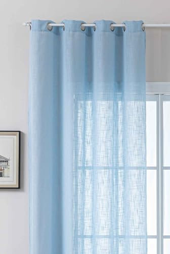 Gardine Ösen Grobfaser »Seoul« HxB 245x140 cm Hellblau Ösen Linenlook-Struktur Uni Halbransparent Blickdicht 2024110