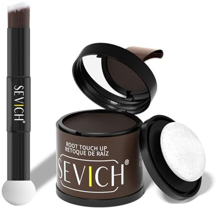 Sevich Hairline Powder 10g with Brush, Instantly Conceals Hair Loss & Thinning & Gray, 48H Waterproof Root Touch Up Powder, Natural Hair Shadow Toppers for Women & Men, 1 Box = 2.5 Boxes,Dark Brown