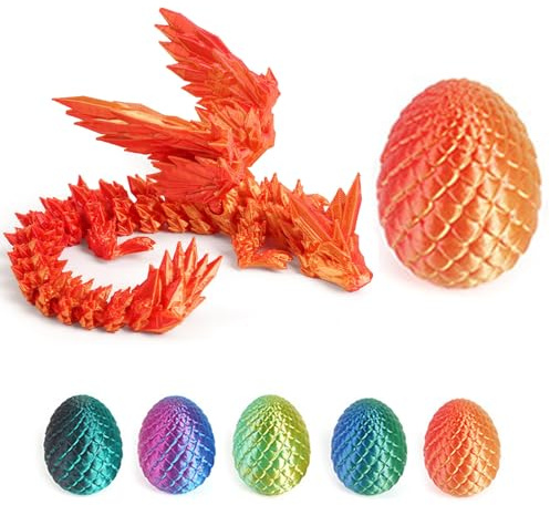 JSRHEEM Feilong Œuf de dragon 3D mystique avec dragon éclos – Cadeau fantastique unique et magique de Pâques pour collectionneurs et fans de décoration (Feilong or rose)