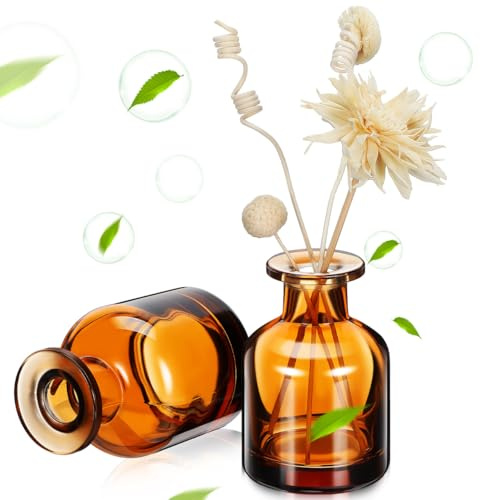 Artibetter Lot De 2 Bouteilles Diffuseur D'Huile Essentielle en Verre Rechargeables Cylindriques Et Réutilisables Flacons Diffuseur Parfum pour Maison Bureau Et Voiture 3.94 X 2.56 X 2.56 in