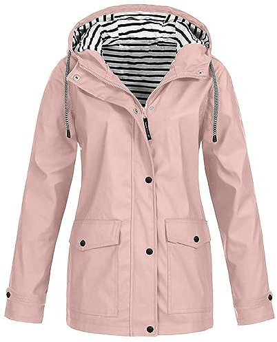 POIUIYQA Femme Coupe Vent Veste de Pluie Avec Capuche de Travail Zippé Chaude Manteau Sport Outdoor Grande Taille Parka Adulte Jacket