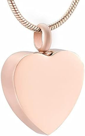 High Ed Rose Gold Coeur Urne Pendentif Mémorial Cendre Crémation Bijoux avec Gravure, Rose Gold