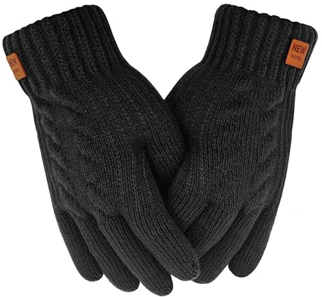 Elvior Handschuhe Herren, Winterhandschuhe Touchscreen, Dicke Gedehnt Strickhandschuhe Wollhandschuhe, Warm und Winddicht für Herren und Damen für Outdoor Sport Laufen Radfahren Freizeit