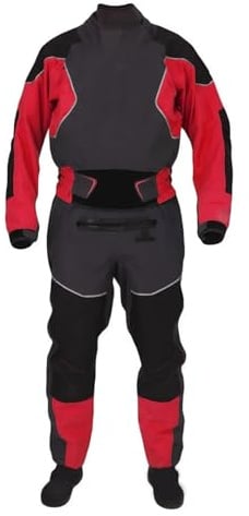 KBLDOPN 4-lagiger Kajak-Trockenanzug for Herren, Latexdichtungen an Hals und Handgelenk, zweifach verstellbarer Überrock, Neopren-Klettverschluss Zum Kajakfahren, Schwimmen(Red,XXL)