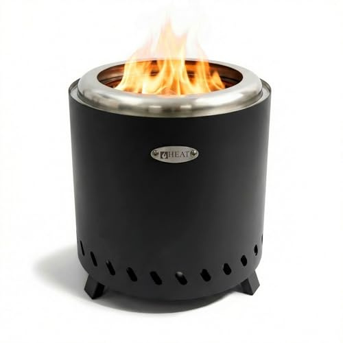 Heat Rokfri Medium Edelstahl Rauchfreier Feuerkorb - Rauchfreie Feuerschale - Tisch Feuerstelle - Fire Pit Outdoor - 23x23x26 cm -