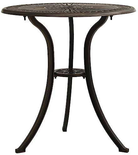 QZZCED Tavolo da giardino in alluminio pressofuso colore bronzo 62 x 62 x 65 cm con foro per ombrellone, design stabile e robusto per esterni, ideale per spuntini e riunioni all'aria