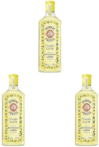 Bombay Citron Pressé Premium Distilled Lemon Flavoured Gin, 37,5% vol., 70 cl, Infusé à la Vapeur avec les Meilleurs Citrons de Méditerranée, 700 ml (Lot de 3)