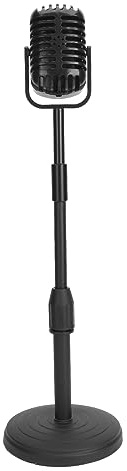 Keenso Fake Vintage Old Style Microphone Prop with Stand for Character Photography Training Practice