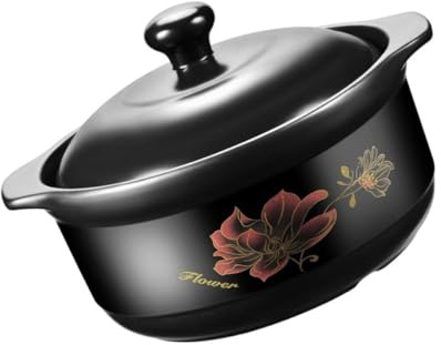 LIFKICH Cazuela de Barro para Arroz y Guiso de Pollo, Olla Cerámica Resistente a Altas Temperaturas, Diseño Funcional para Cocina Vitrocerámica y Gas