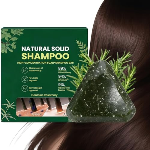 Korean Scalp Revival Bar,Rosmarin Shampoo,Nature Triangle Shampoo Bar,Pflanzliches Festes Shampoo,Koreanischer Kopfhaut-Revival-Riegel,Beruhigt und Stärkt das Haar für alle Haartypen