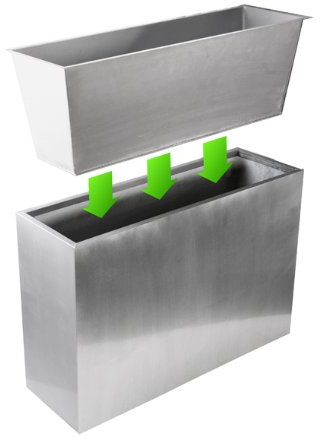Primrose Medium Garden Zinc Tall Trough Planter with Insert Silver 89cm (35in)