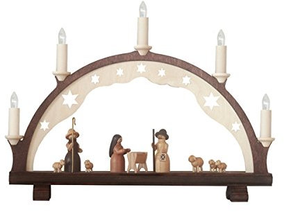 Rudolphs Schatzkiste Schwibbogen Christi Geburt Natur mit Beleuchtung Höhe=42cm NEU Lichterbogen Fensterbogen Erzgebirge Seiffen Weihnachten Holz Dekoration
