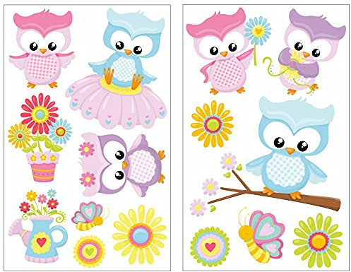 Samunshi® 15x Wandsticker süße Eule Wandtattoo Kinderzimmer Mädchen Jungen Kinder Wandtattoo Babyzimmer Deko Junge Wall Stickers 2x 16x26cm