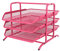 EasyPAG 3 Tier A4 Mesh in Tray Office Desk Tidy File Holder Document Storage Letter Paper Organiser,Pink