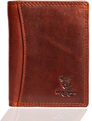 MATADOR RFID Blocker Portemonnaie Herren Klein Leder | Geldbörse Slim Wallet Mit Münzfach | Portmonee Brieftasche Mit Geschenk-Box | Für Frauen & Männer | Vintage Braun