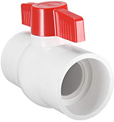 sourcing map PVC Kugelhahn Wasserversorgungsrohr Gleitenden 2 Innendurchmesser Rot Weiß