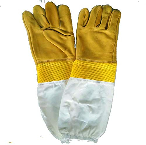 Egurs Gants d'apiculteur Large en Peau de chèvre avec Manchettes ventilées et Manches Longues