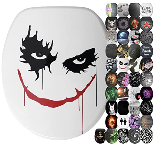 Sanilo Sedile WC con chiusura ammortizzata, grande scelta di copriwater neri da legno robusto e di alta qualità (Joker)