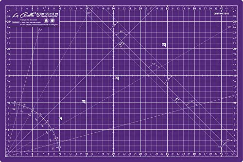 La Canilla ® - Selbstheilende Schneidematte A3 (45x30cm) Zentimeter und Zoll (beidseitig Bedruckt) 5 Schichten Recycling-PVC für Nähen, Basteln und Patchworken - Professionell Cutting Mat (Violett)