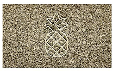 Nicoman Spaghetti-Fußmatte mit Prägung, Schmutzfangmatte, waschbar, für drinnen und draußen geeignet, beige, Pineapple-(70x43cm)