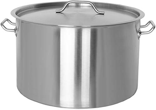 Beeketal 'BKT-23' Gastronomie Kochtopf ca. 22 Liter aus Edelstahl mit starken Griffen und Deckel, Topf für alle Herdarten geeignet (Induktion, Gas, Glaskeramik), ideal als z.B. Suppentopf