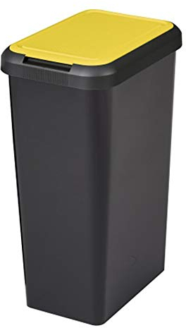 Tontarelli Touch&lift Papelera 45 litros, unitario, color negro con tapa amarilla