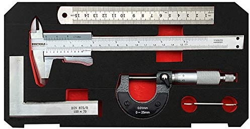 NORTOOLS Professioneller Messschieber aus Edelstahl für Innen-, Außen-, Tiefen- und Stufenmessungen, 6 Zoll / 150 mm / 0,001 / 0,02 mm - Streng QC PC für PC (Einheitsgröße, set 5-Quality Plus)
