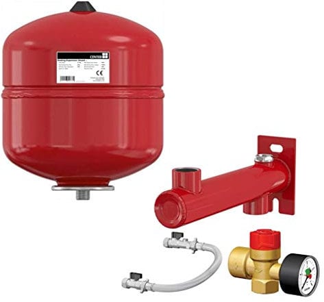 18 Litre Red Heating Expansion Vessel with Sealed System Kit and Pro Wall Mount