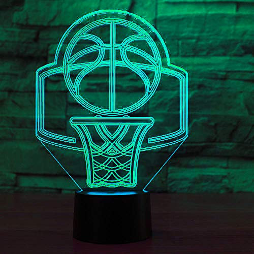 Jinson well 3D Basketball Reifen Lampe optische Illusion Nachtlicht, 7 Farbwechsel Touch Switch Tisch Schreibtisch Dekoration Lampen mit Acryl Flat ABS USB Kabel Spielzeug
