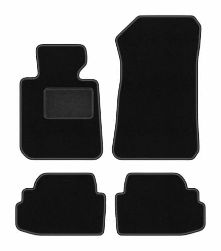 Velours-Fußmatten passend für BMW 1 E82 2004-2011, Schwarz, LUX, passgenau | passend für Coupé; Velours-Teppich (Polypropylen), ca. 6,5 mm; rutschfest, BMW T-Befestigungen