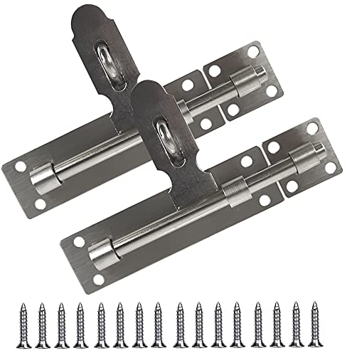 Edelstahl Slide Bolt Verriegelung,2 Pcs Torriegel schieberiegel schloss Sicherheit tür lock Bolzenriegel riegel,für Bad WC Fenster Pet Gate Schloss