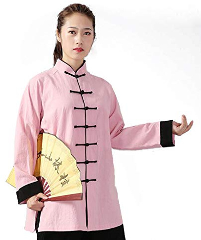 BDXZJ Tai Chi Kleidung, Adult Unisex Martial Arts Anzüge Sets Herbst Winter Baumwolle Leinen Warm Halten Tragen Kung Fu Uniform Wing Chun Fitness Kleidung Red-Medium Pink,XX Large