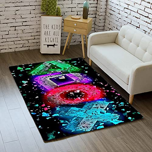 3D Modern Gamer Graffiti Game Console Pattern Kids Boys Carpet Bedroom Decorative Nursery Living Room Mats Crawling Mat Flannel Rugs Orange Gray Black Washable Non-slip (Multi D,120x160 cm)