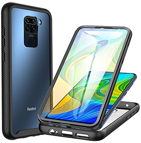 CENHUFO für Xiaomi Redmi Note 9 Hülle, 360 Grad Schutzhülle Stoßfest Panzerhülle mit Eingebautem Displayschutz Robust Bumper Full Cover Outdoor Case Handyhülle für Xiaomi Redmi Note 9 - Schwarz