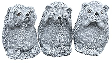 Stone and Style Steinfigur 3er Set Igel Nichts sehen Sagen hören frostfest Steinguss