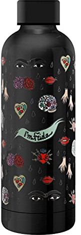 art&design24 I'm Frida Pattern Thermosflasche, Schwarz, Thermosflasche 500 ml Edelstahl, 6.5 x 23 cm, Leichtgewicht, Thermosflasche für Heiß- und Kaltgetränke, Essential Design